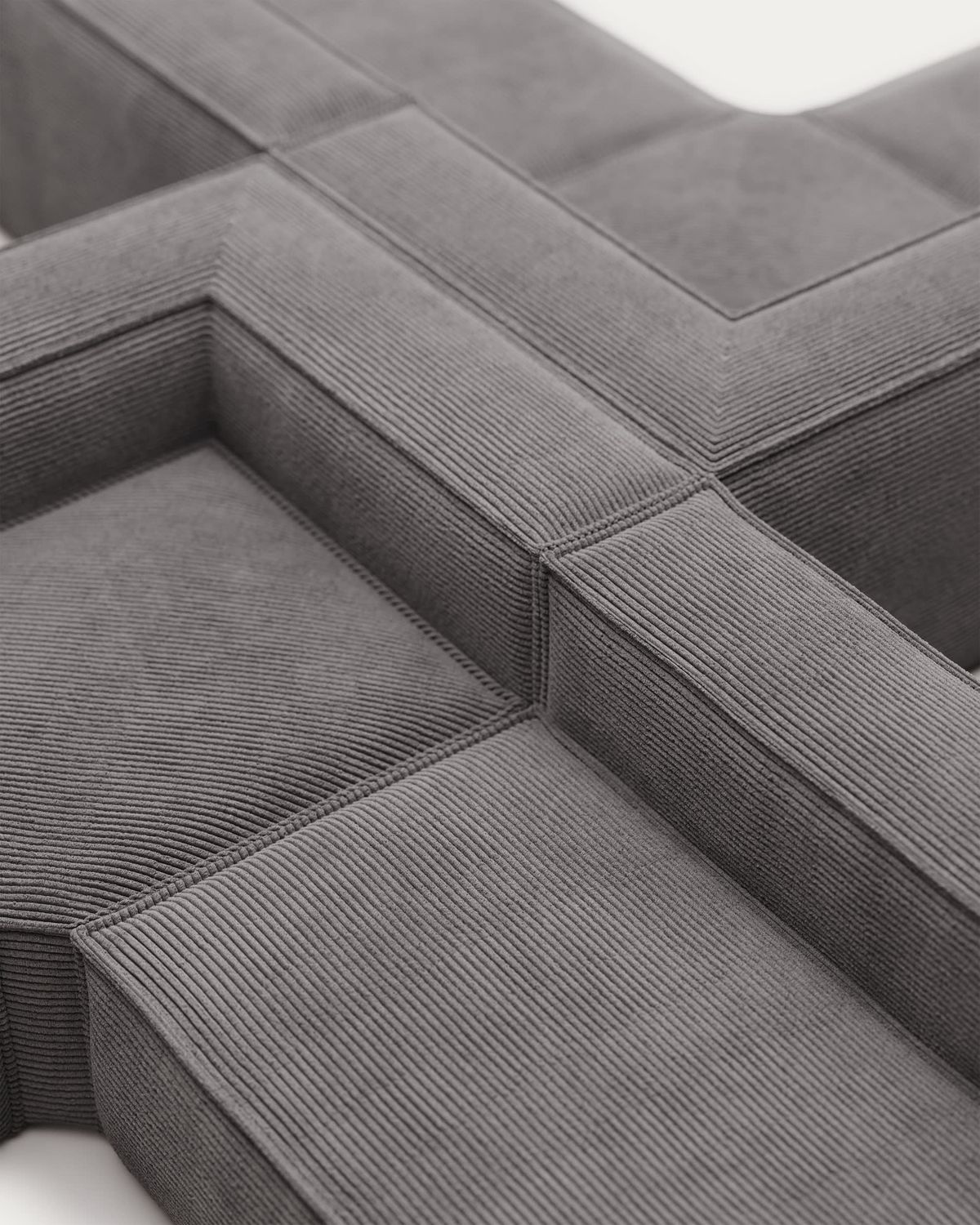 Sofá rinconero Blok 6 plazas de pana gruesa gris 320 x 320 cm FR