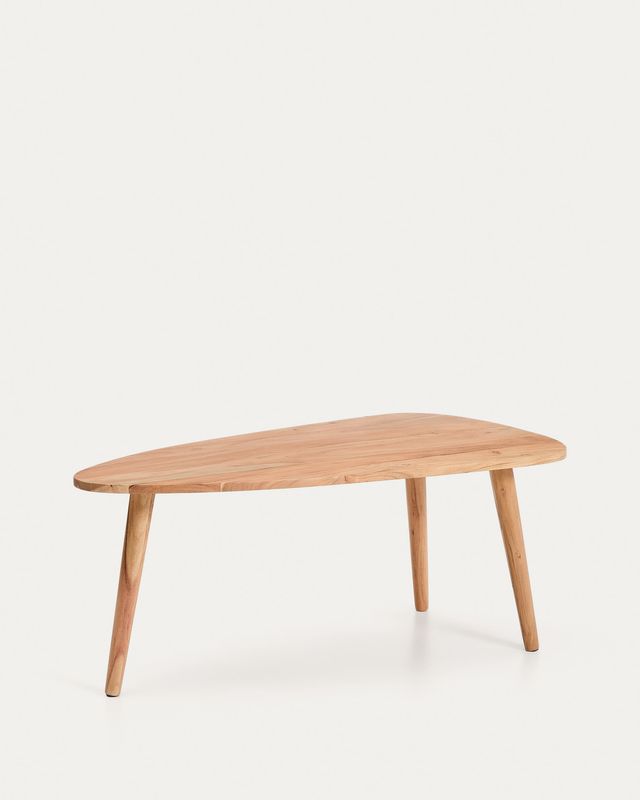 Mesa de centro Duvani de madera maciza de acacia con acabado blanqueado Ø110 x 60 cm