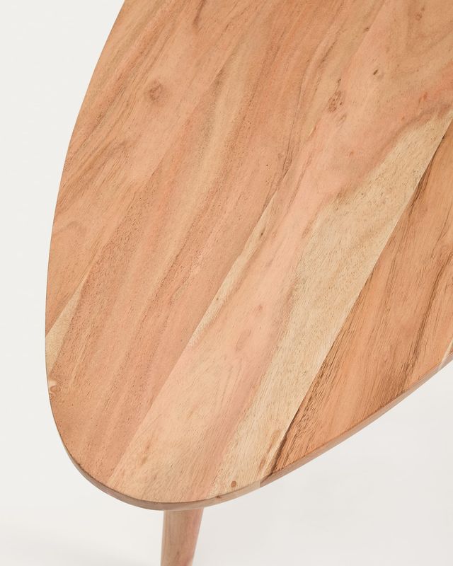 Mesa de centro Duvani de madera maciza de acacia con acabado blanqueado Ø110 x 60 cm