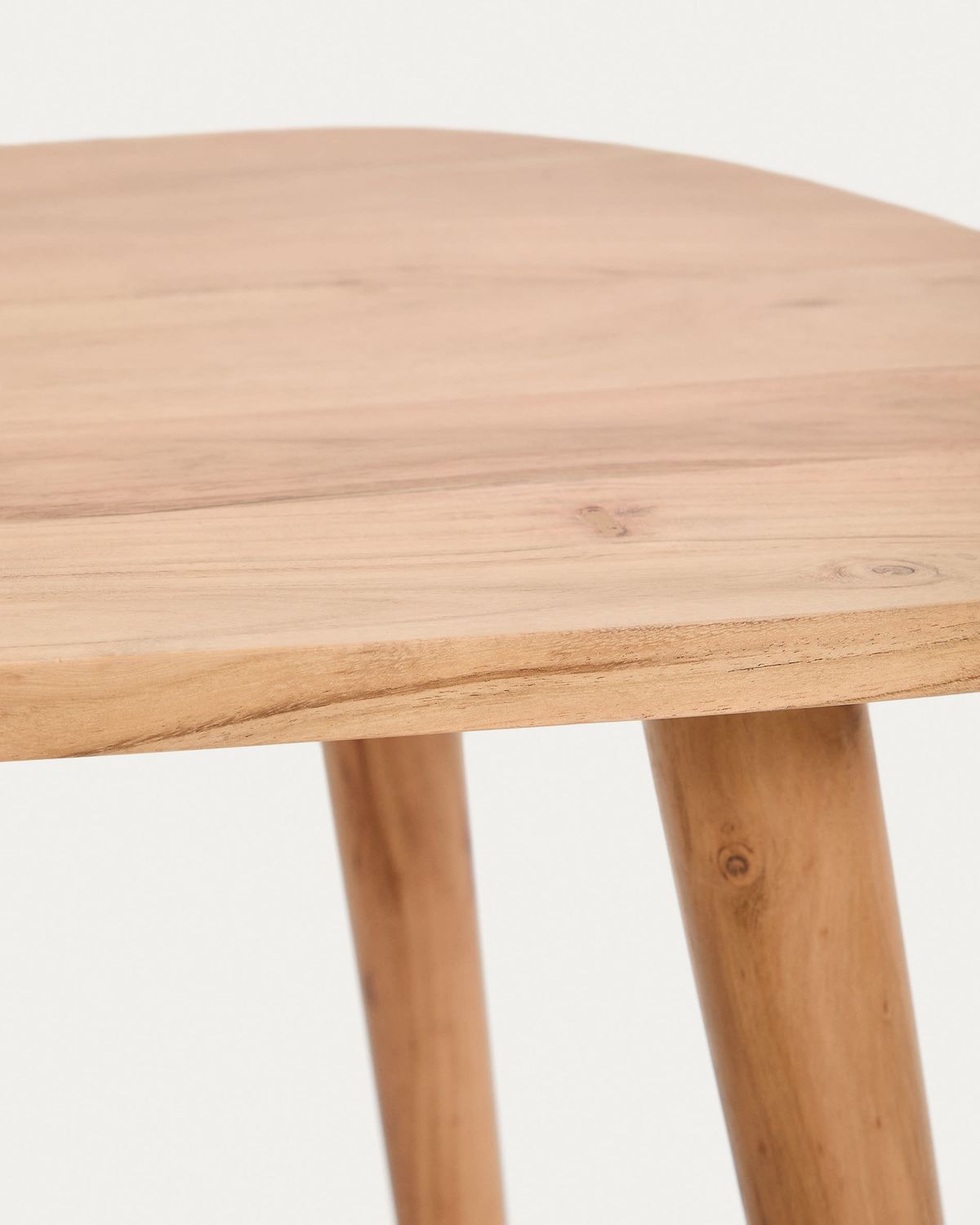 Mesa de centro Duvani de madera maciza de acacia con acabado blanqueado Ø110 x 60 cm