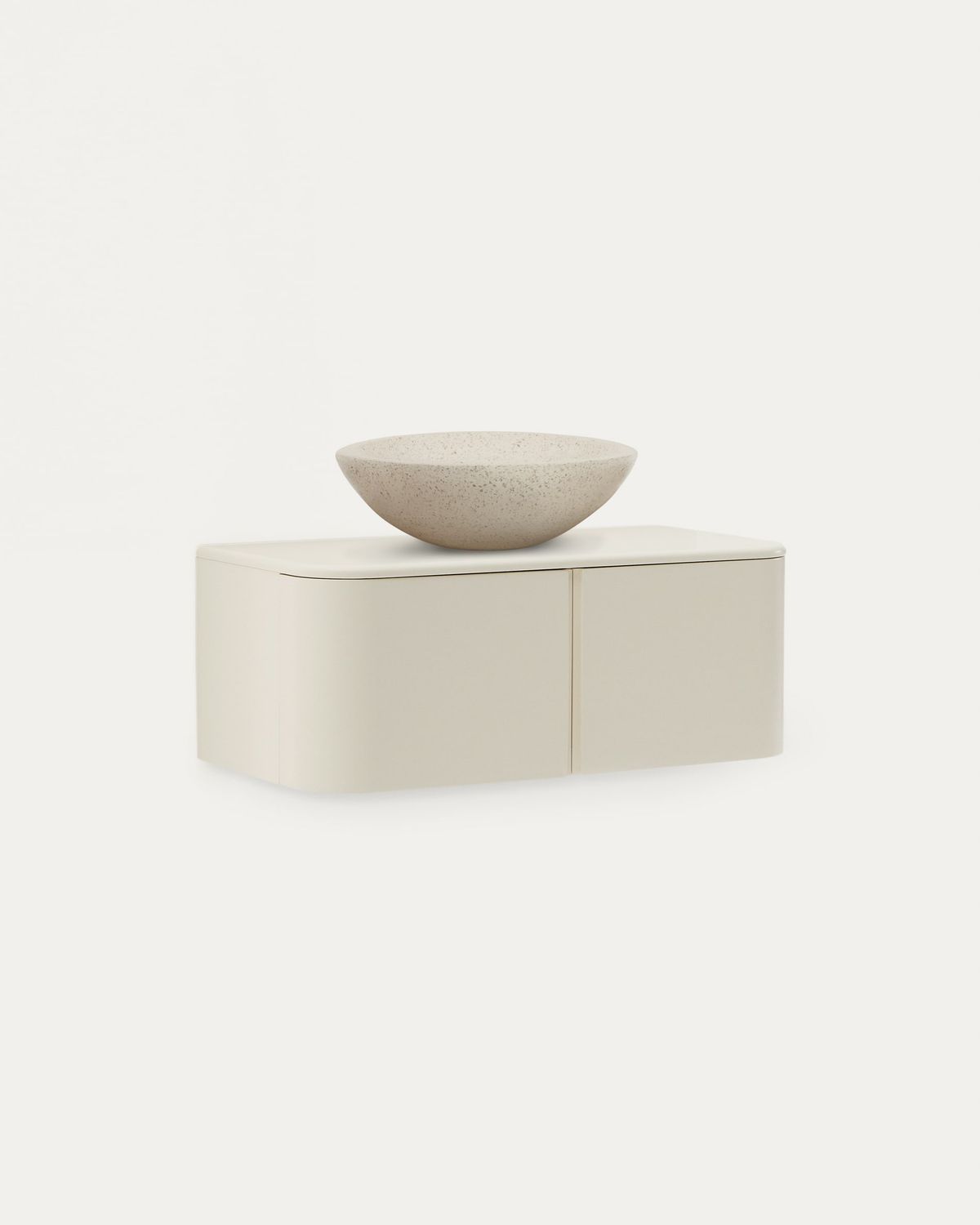 Mueble de baño Salaya de madera contrachapada de fresno con acabado lacado beige 90 x 45cm