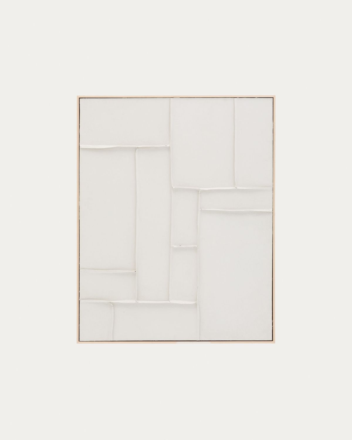 Cuadro Klis de lino con formas geométricas blanco 80 x 100 cm