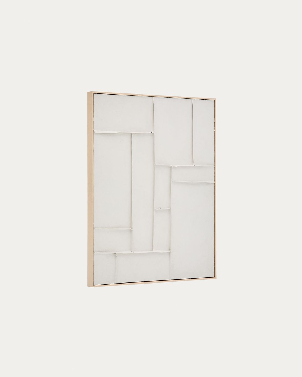 Cuadro Klis de lino con formas geométricas blanco 80 x 100 cm