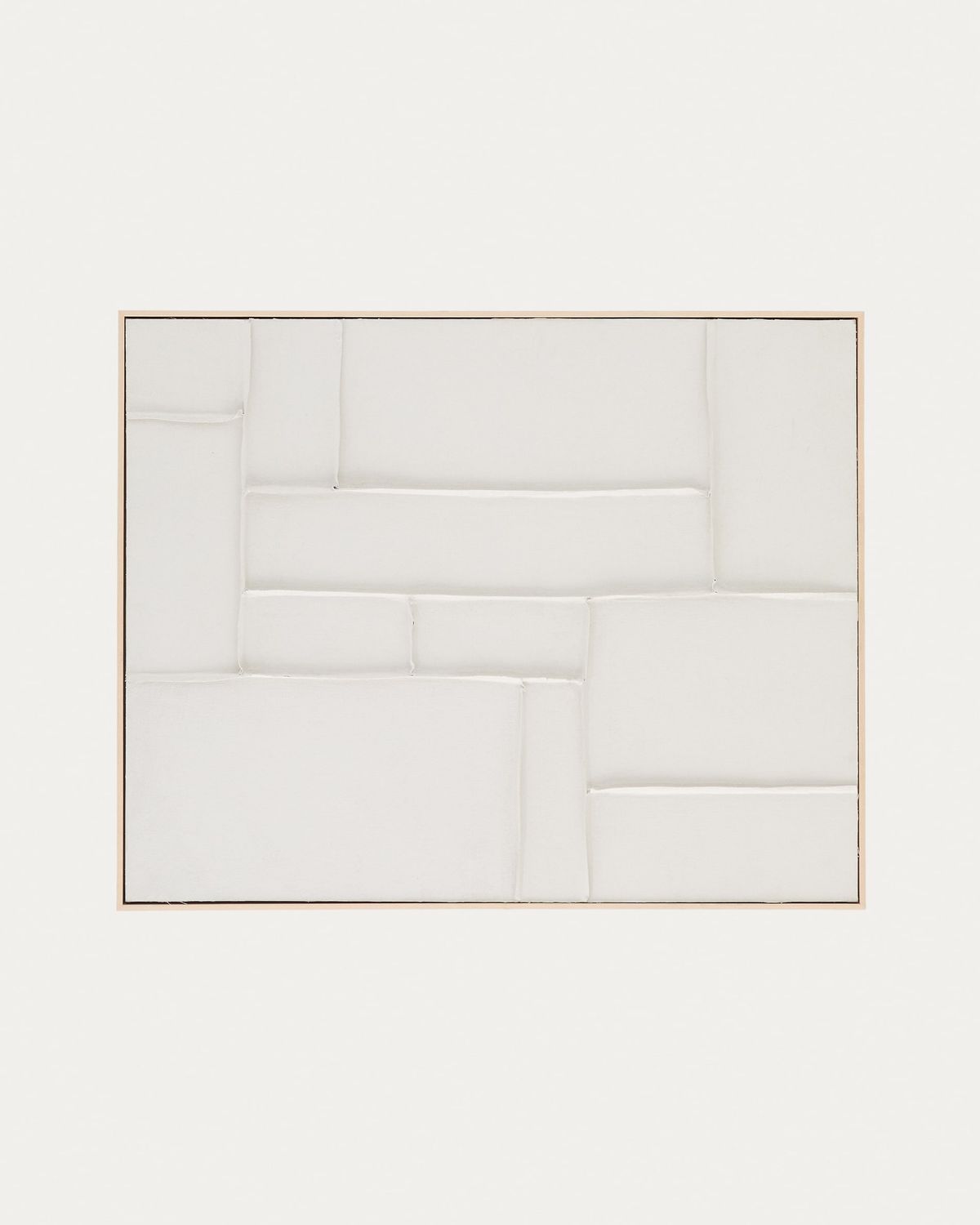 Cuadro Klis de lino con formas geométricas blanco 80 x 100 cm