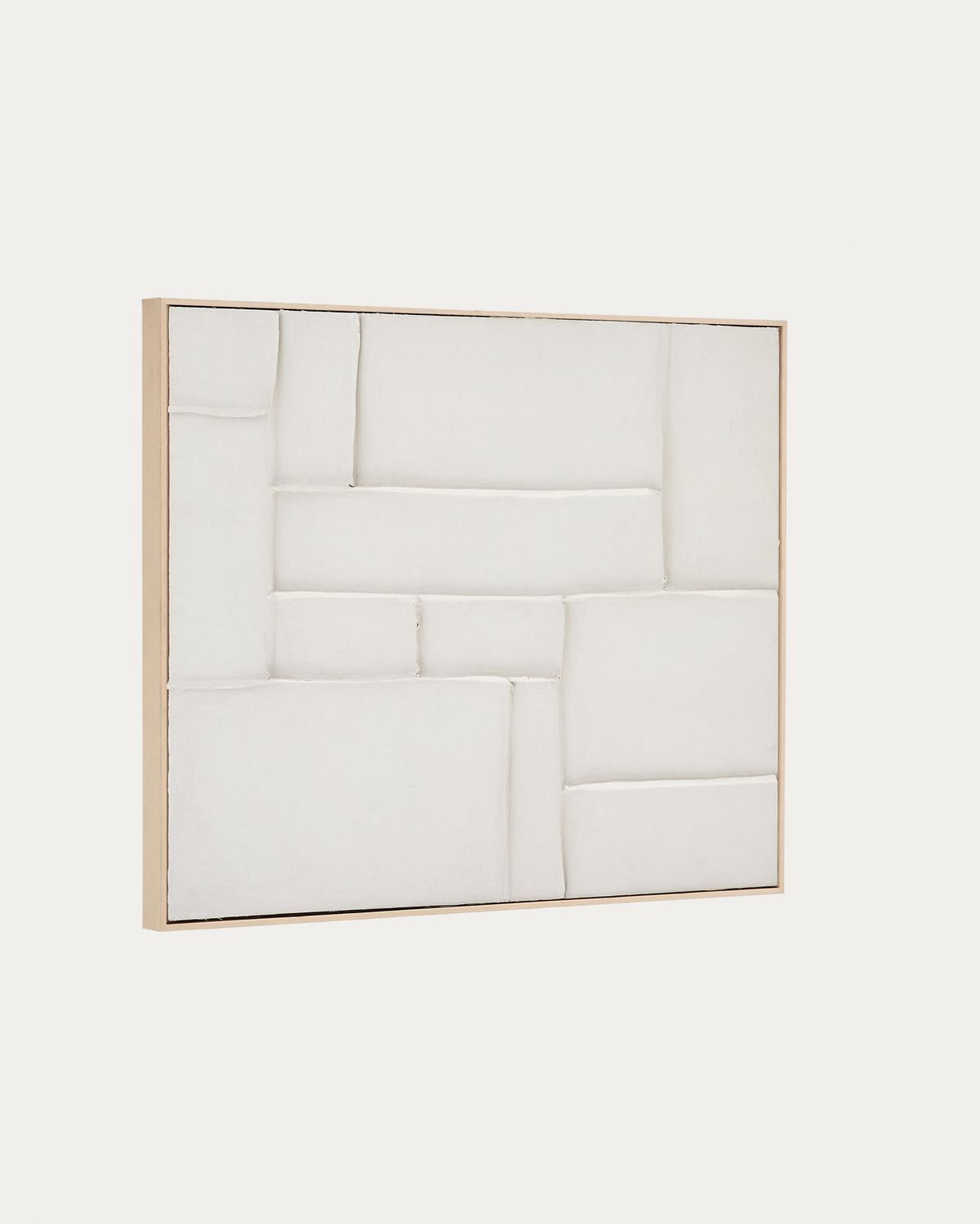Cuadro Klis de lino con formas geométricas blanco 80 x 100 cm