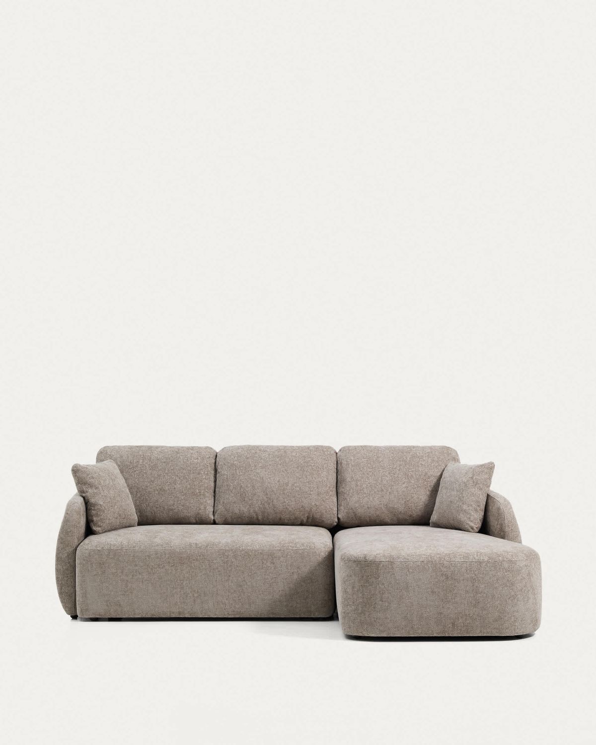 Sofá cama Laira 3 plazas de chenilla con chaise longue derecha topo 246 cm FSC Mix Credit