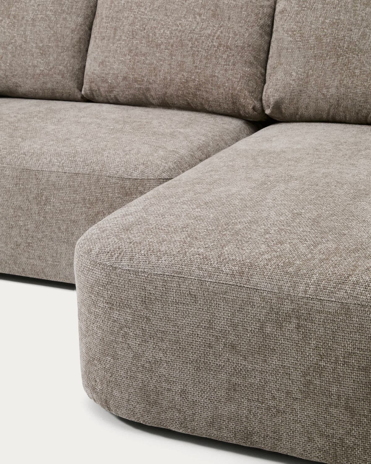 Sofá cama Laira 3 plazas de chenilla con chaise longue derecha topo 246 cm FSC Mix Credit