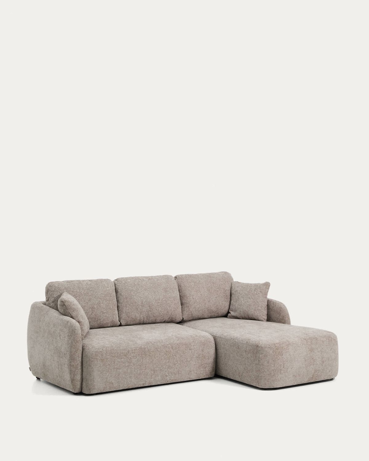 Sofá cama Laira 3 plazas de chenilla con chaise longue derecha topo 246 cm FSC Mix Credit