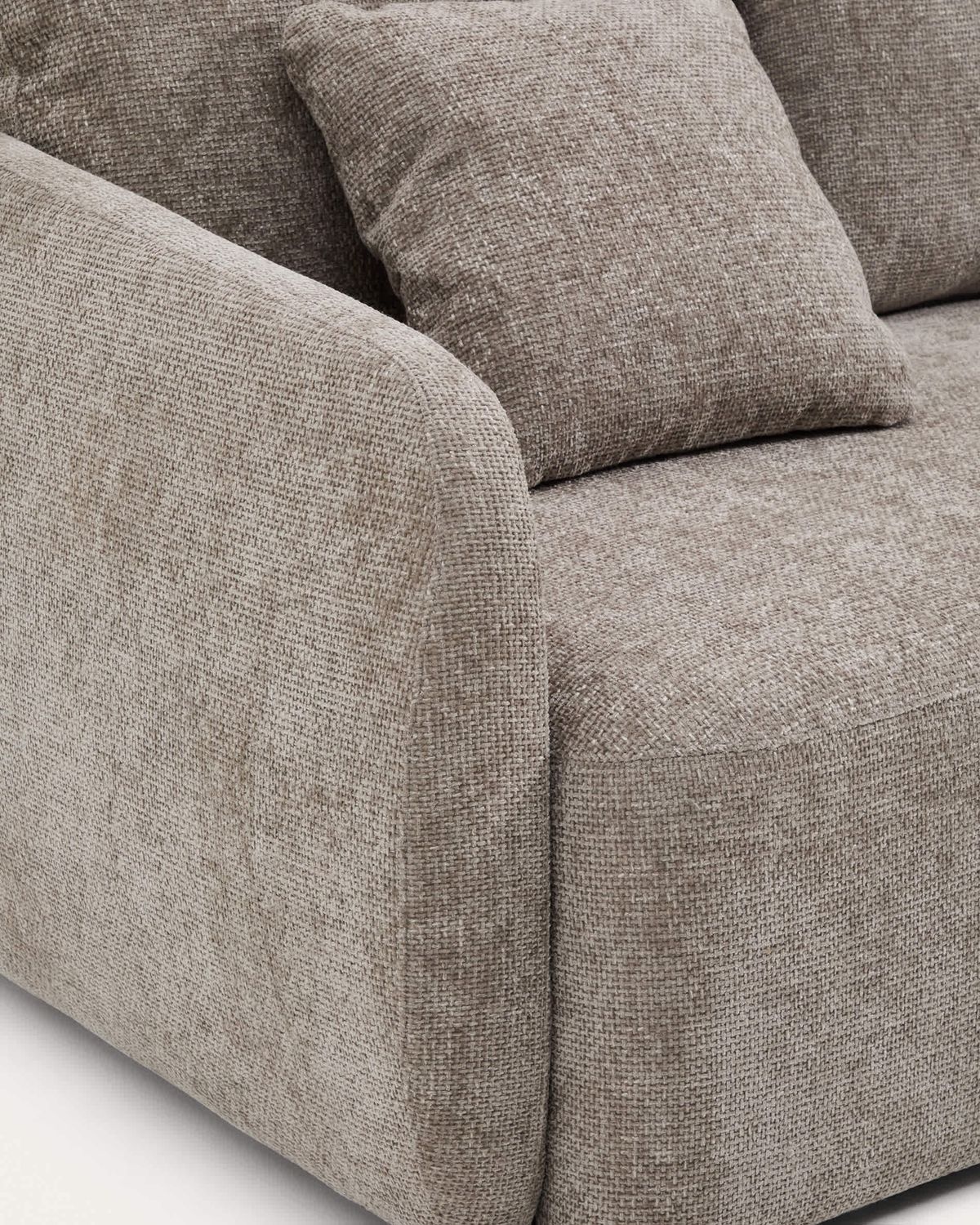 Sofá cama Laira 3 plazas de chenilla con chaise longue derecha topo 246 cm FSC Mix Credit