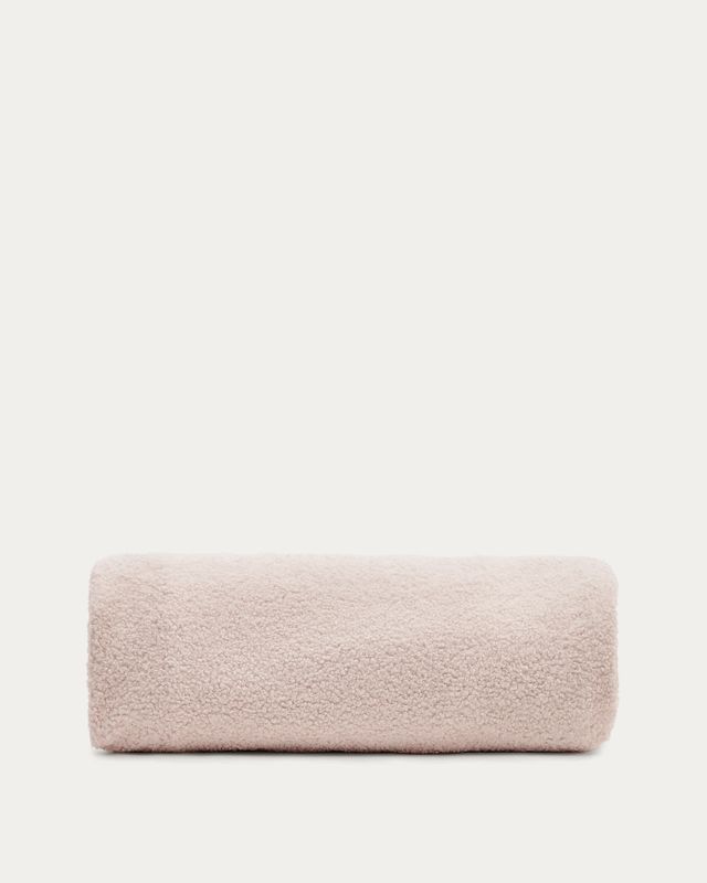 Funda para reposapiés Kaeli de borreguito rosa Ø 120 cm