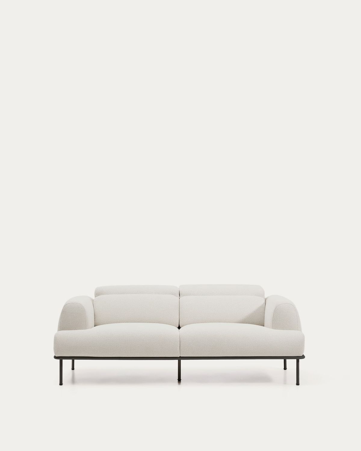 Sofá Aurum 2 plazas chenilla crudo con cabecero reclinable y base de metal gris mate 214 cm FSC Mix Credit