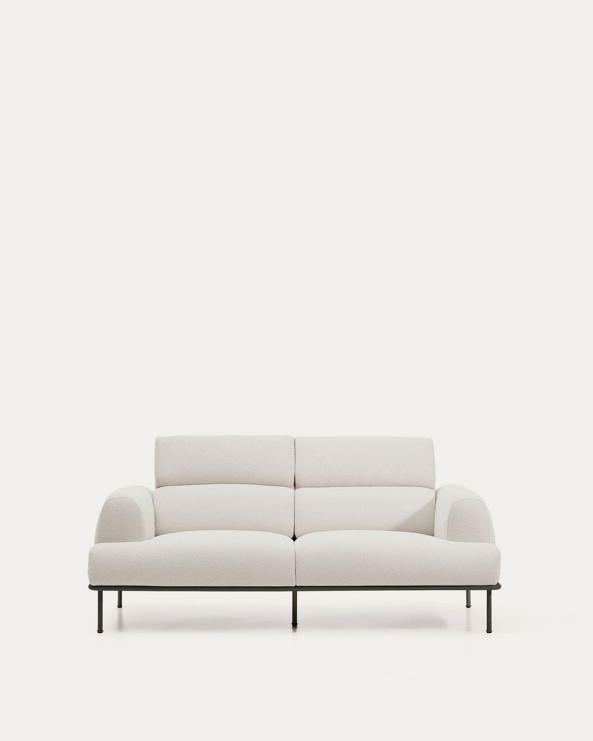 Sofá Aurum 2 plazas chenilla crudo con cabecero reclinable y base de metal gris mate 214 cm FSC Mix Credit