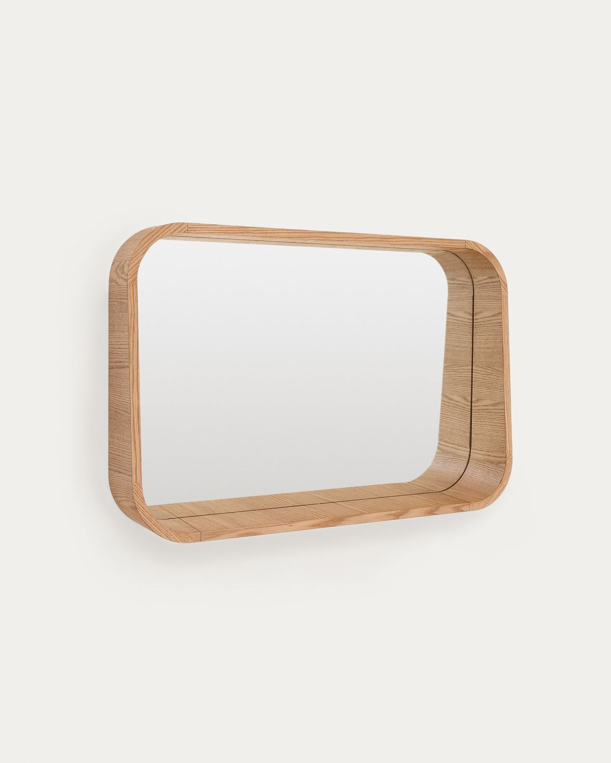 Espejo Salaya de madera contrachapada de fresno con acabado natural 90 x 60 cm