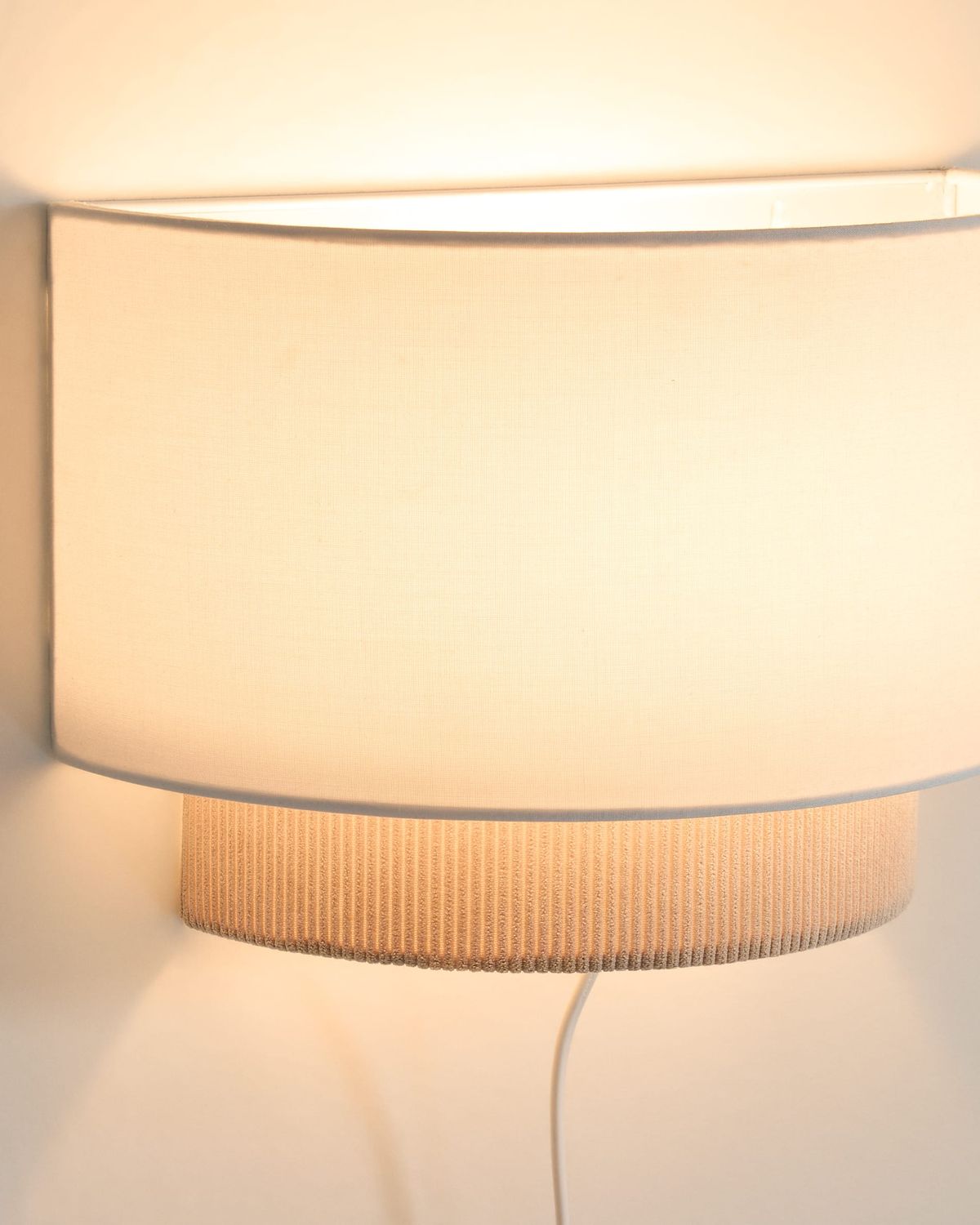 Aplique de pared Bianella de algodón y pana beige 30 cm