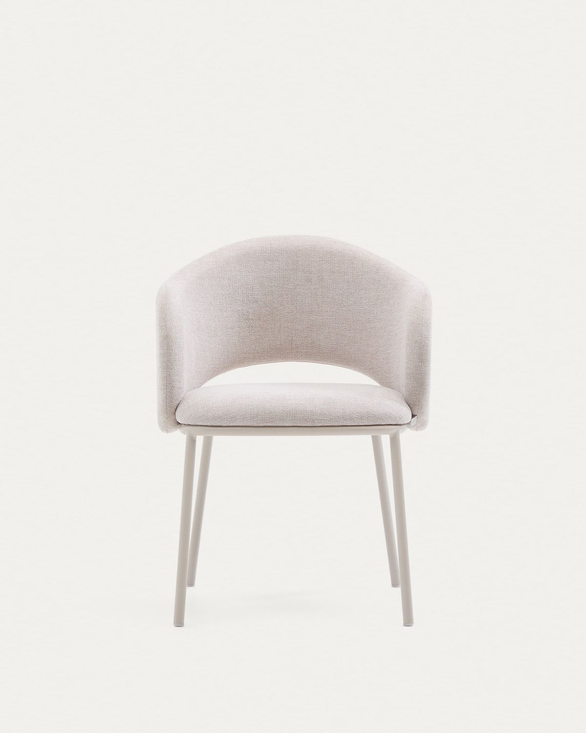 Silla Maina de chenilla beige y patas de acero con acabado beige FSC Mix Credit