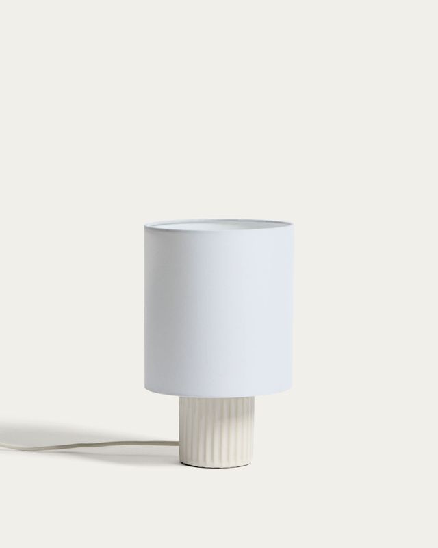 Lámpara de mesa Eshe de cerámica con acabado blanco
