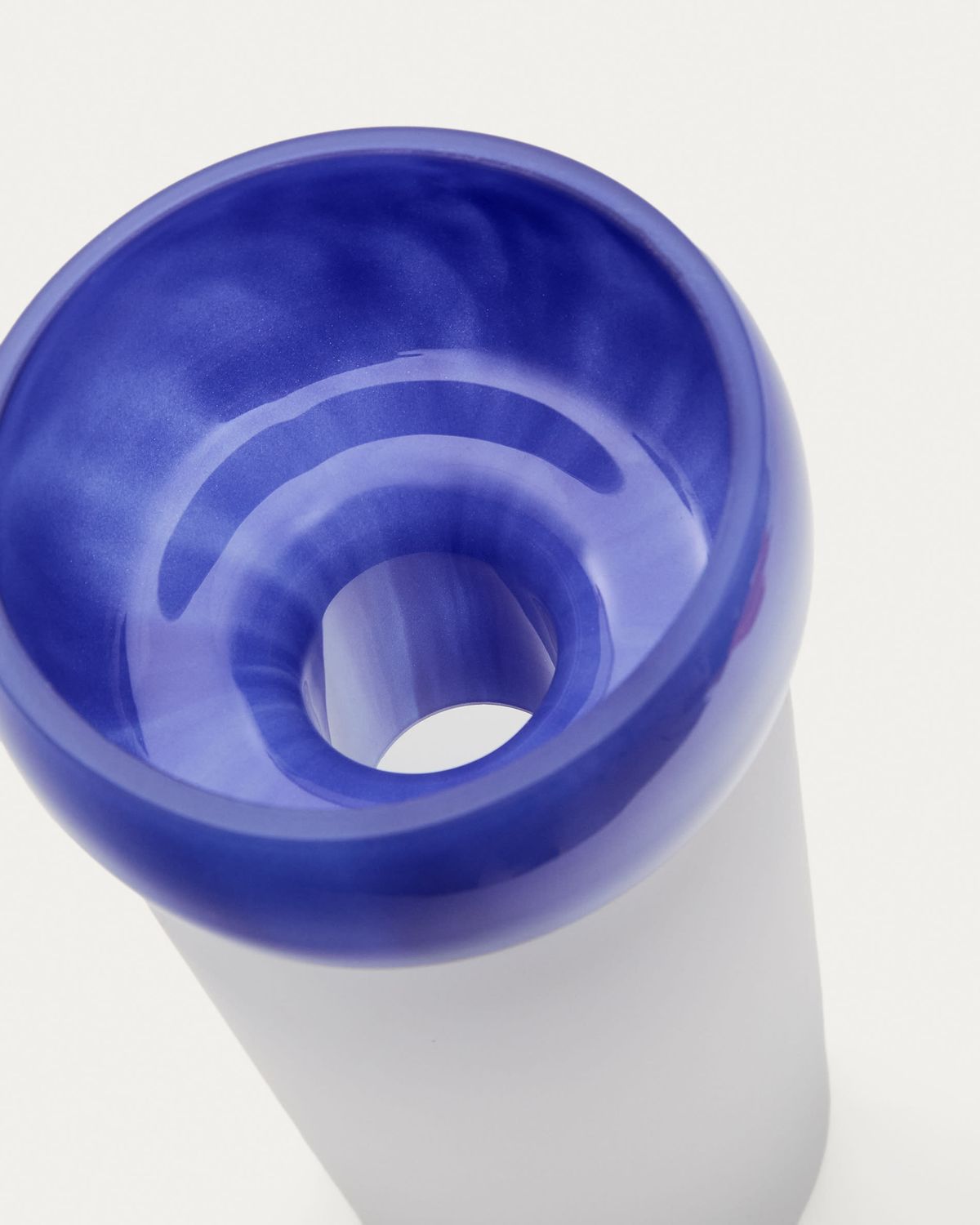 Jarrón Kelse de vidrio transparente y azul 30,5 cm