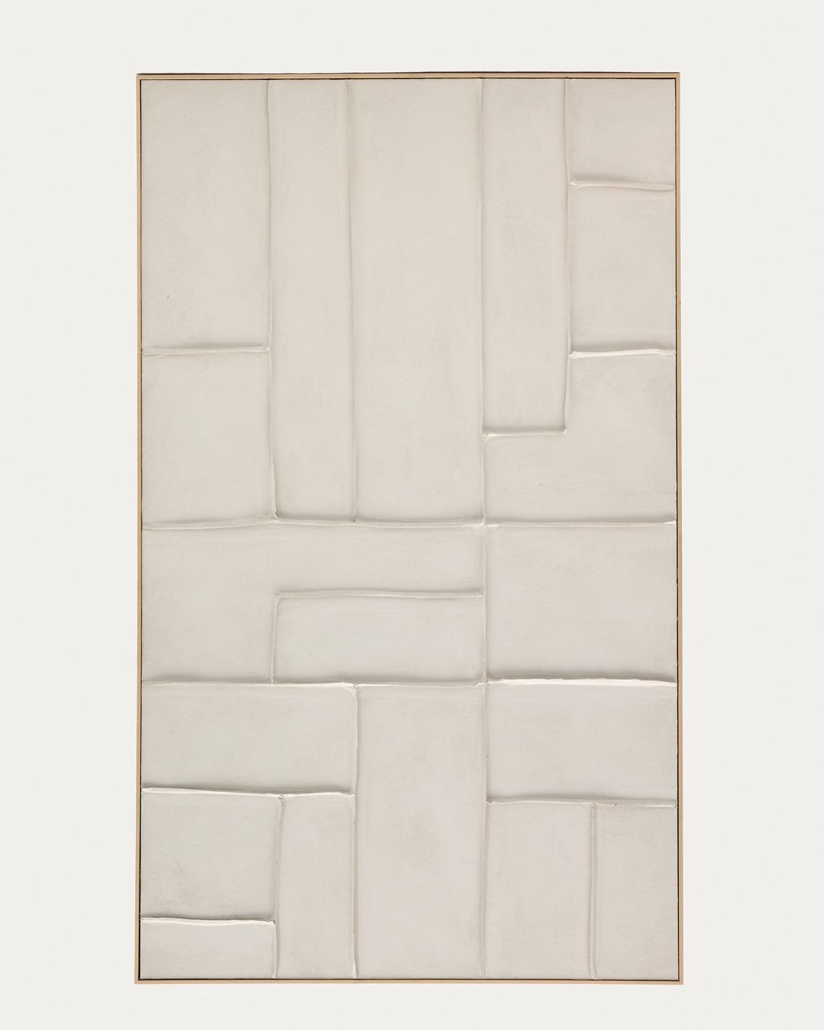 Cuadro Klis de lino con formas geométricas blanco 120 x 200 cm