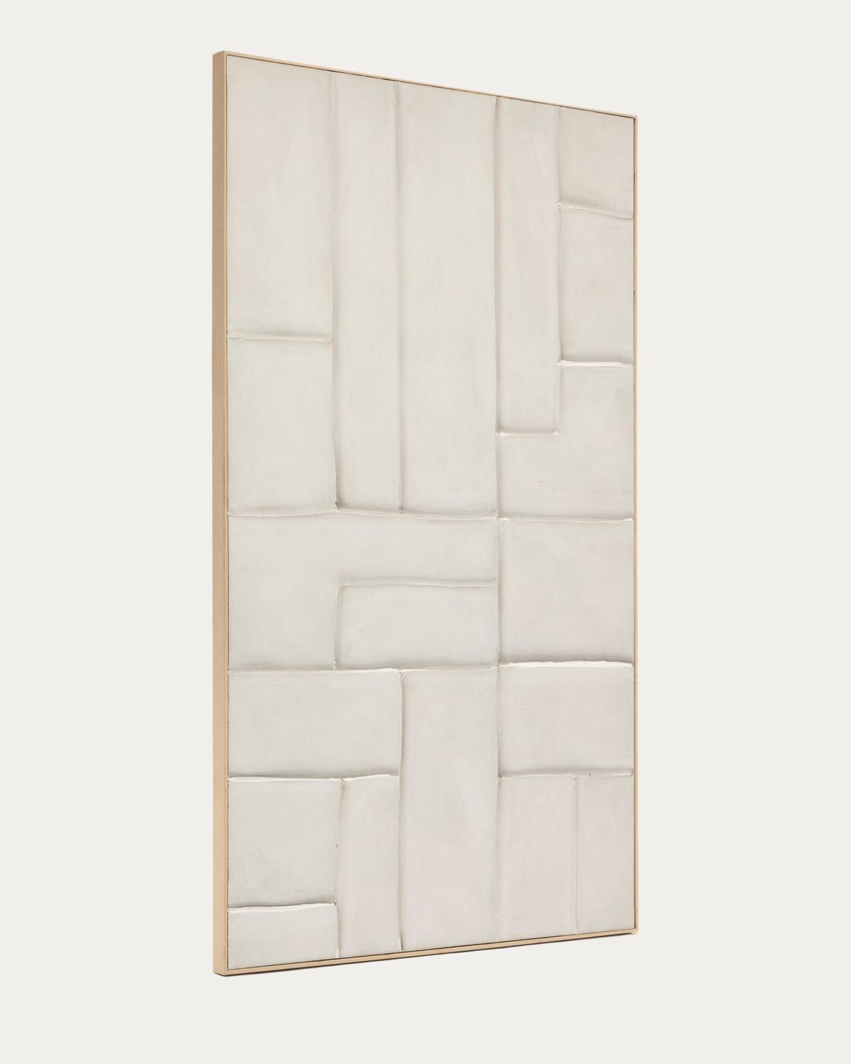 Cuadro Klis de lino con formas geométricas blanco 120 x 200 cm