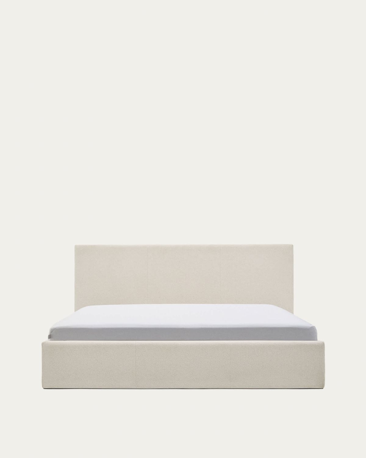 Cama con canapé abatible Nahiri chenilla beige para colchón de 150 x 200 cm FSC 100%