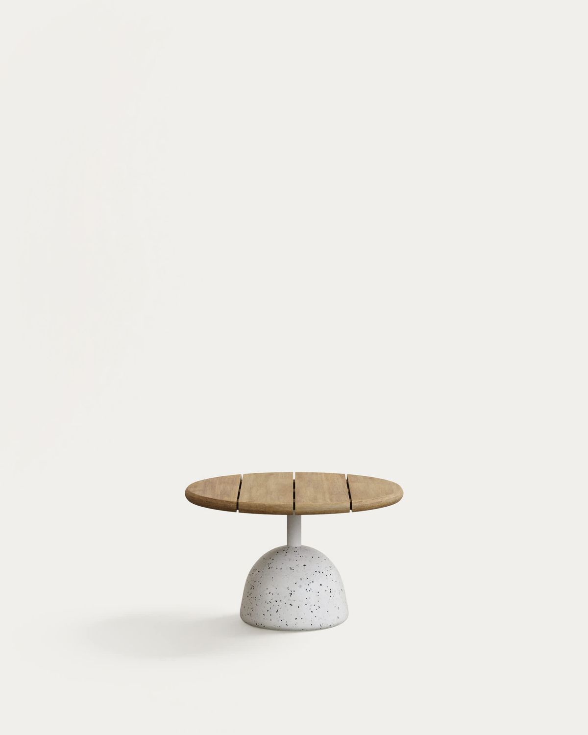 Mesa de centro Saura de terrazo blanco y sobre de acacia natural 32 x Ø55 cm FSC 100%