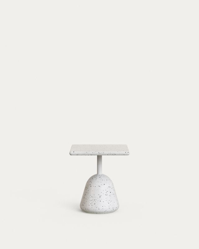 Mesa de centro Saura con sobre de terrazo blanco y pie de terrazo blanco 44x44x48cm