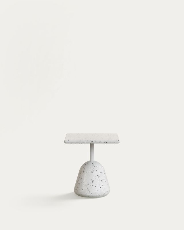 Mesa de centro Saura con sobre de terrazo blanco y pie de terrazo blanco 44x44x48cm