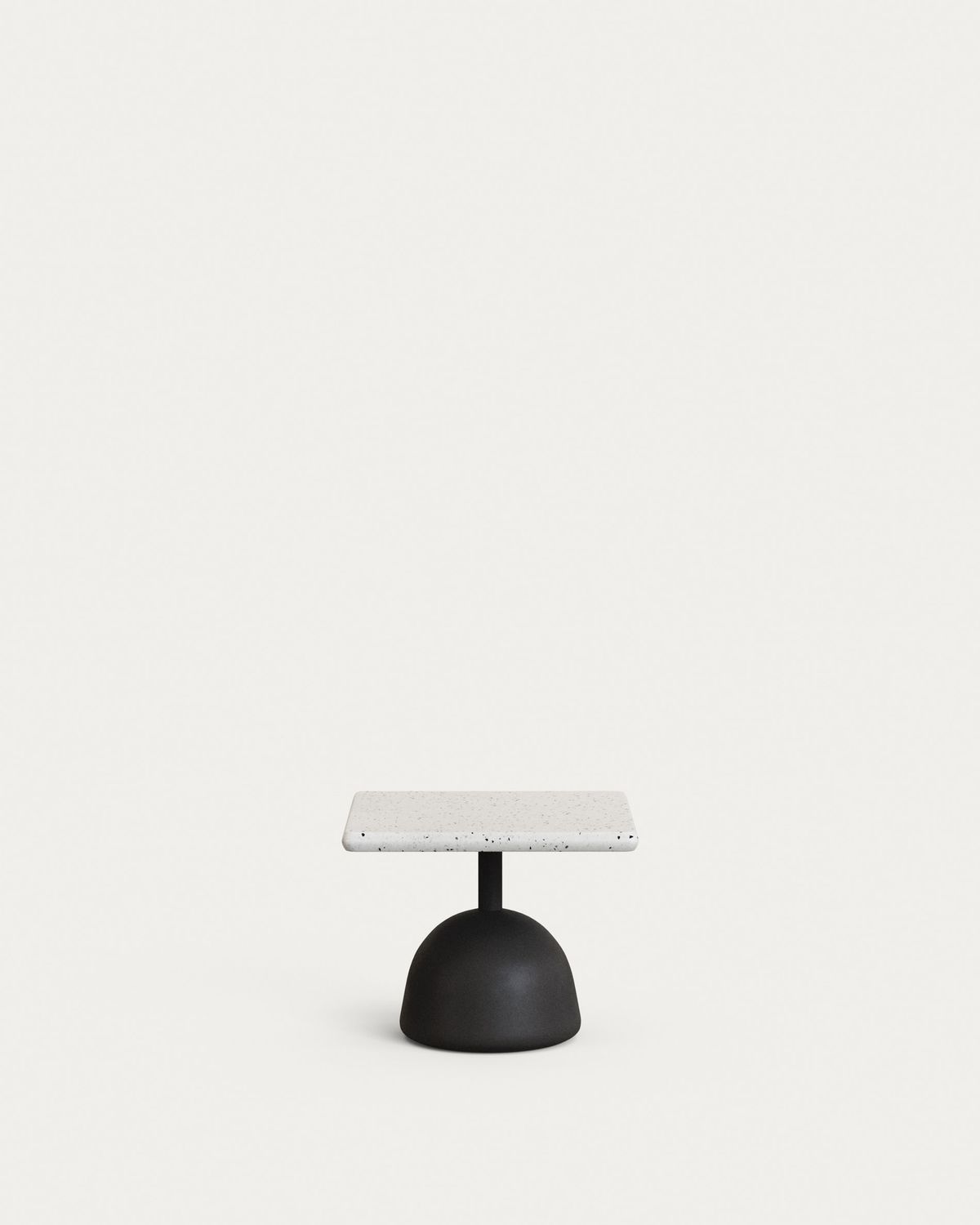 Mesa de centro Saura con sobre de terrazo blanco y pie de cemento negro 44x44x35cm