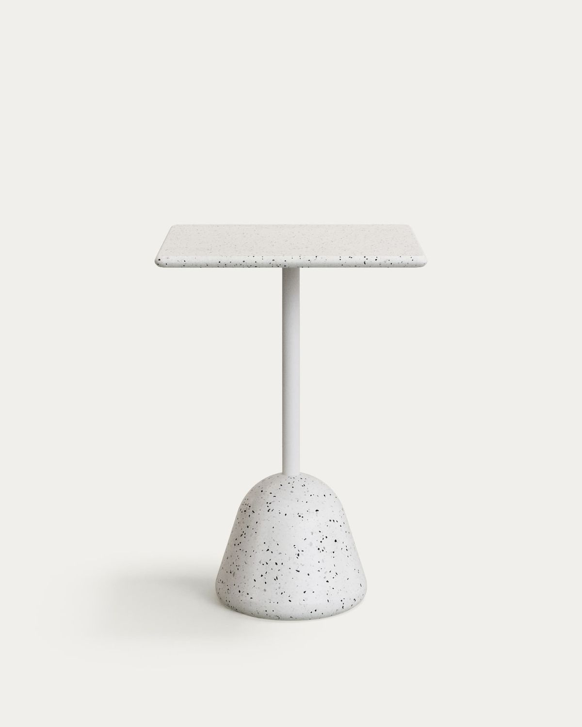 Mesa alta de bar Saura de terrazo blanco con sobre de terrazo blanco 95 x 70 x 70 cm