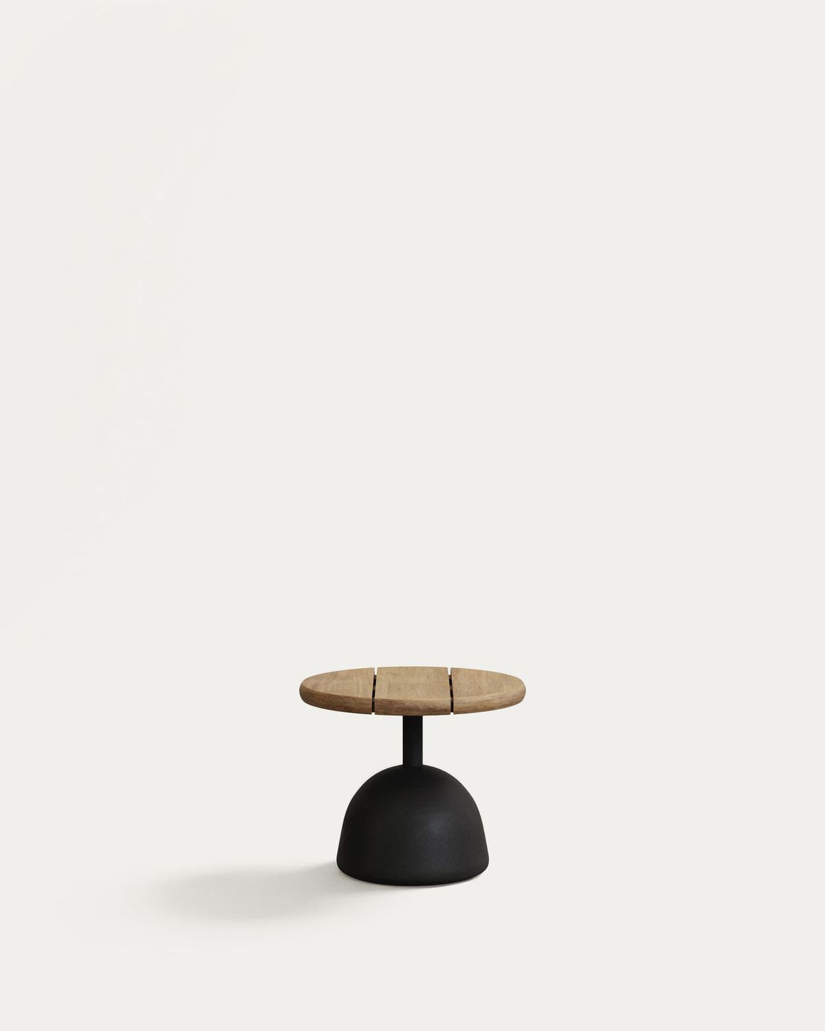Mesa de centro Saura con sobre de acacia con acabado natural y pie de cemento negro Ø43x35cm