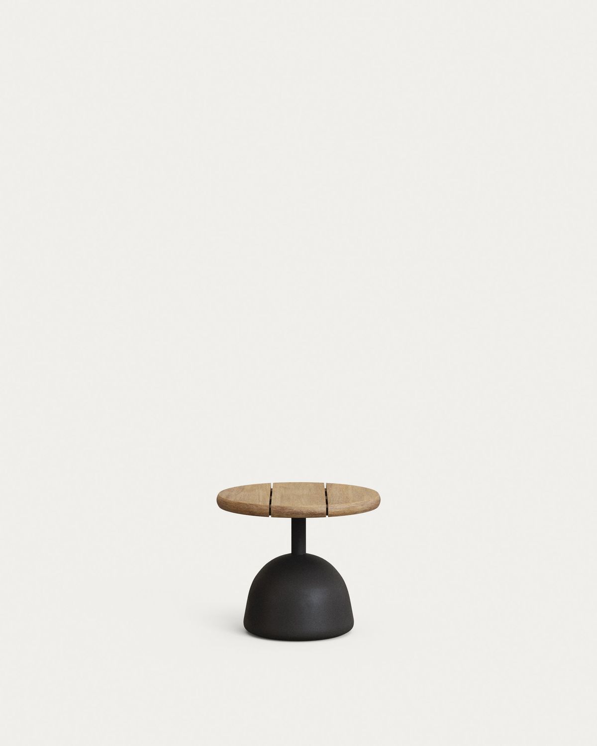 Mesa de centro Saura con sobre de acacia con acabado natural y pie de cemento negro Ø43x35cm