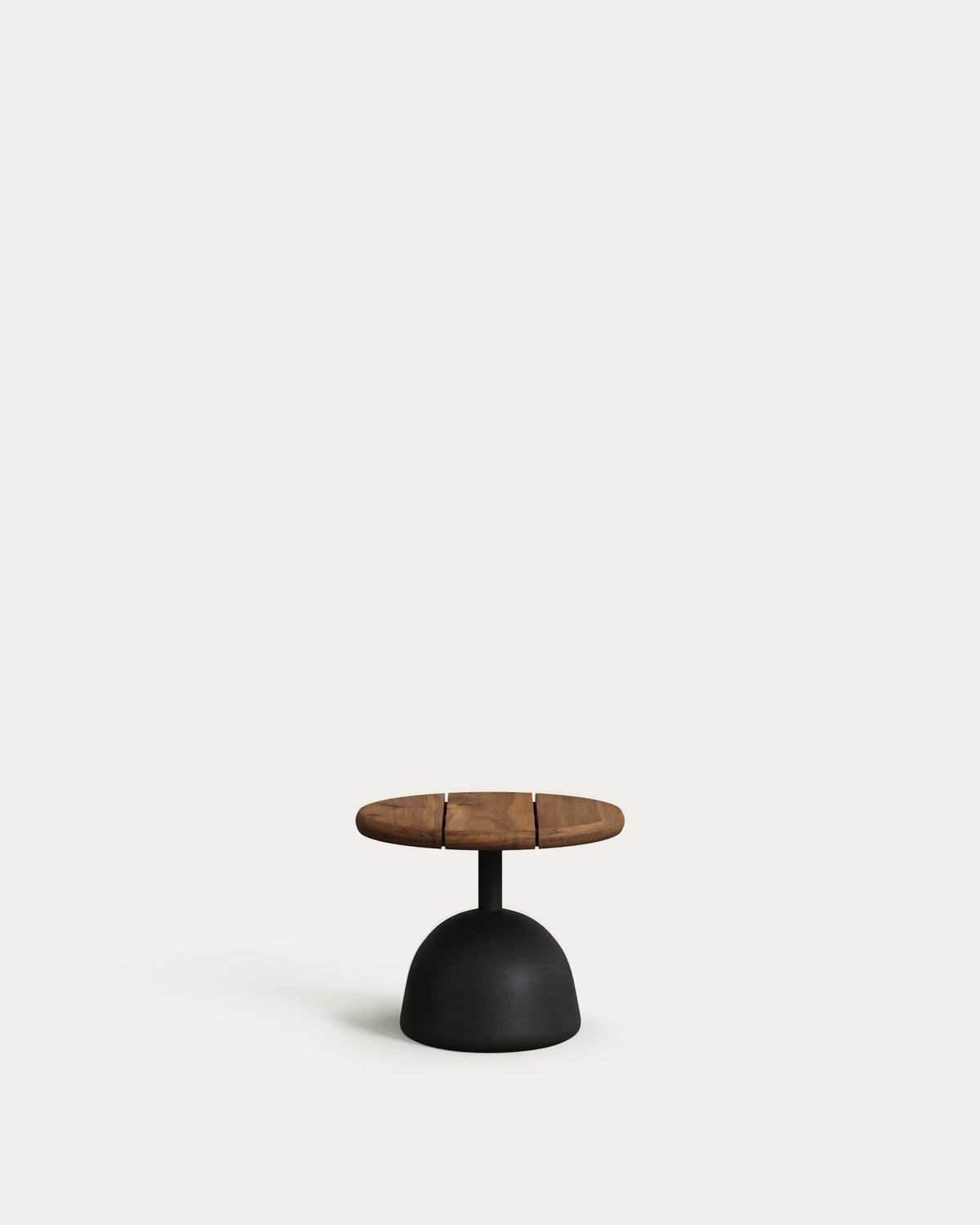 Mesa de centro Saura con sobre de acacia con acabado nogal y pie de cemento negro Ø43x35cm