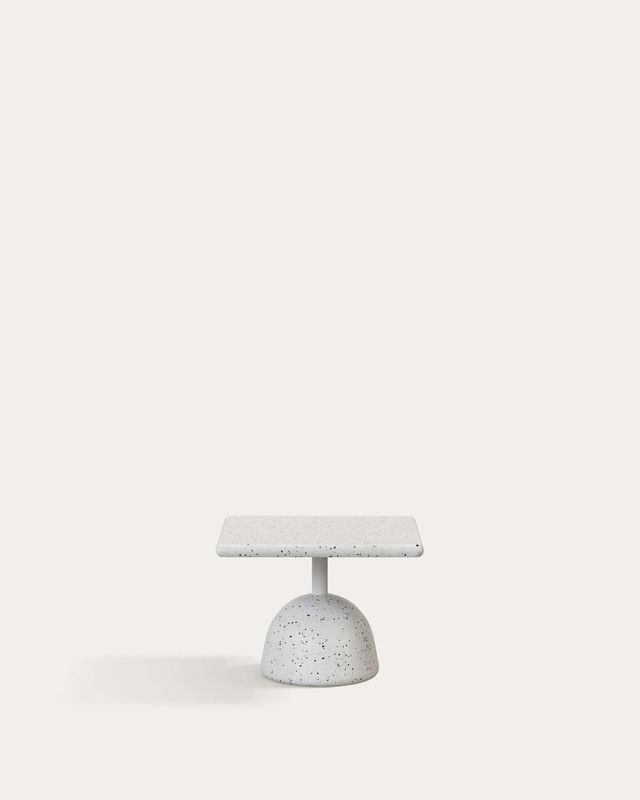 Mesa de centro Saura de terrazo blanco y sobre de terrazo blanco 32 x 48 x 48