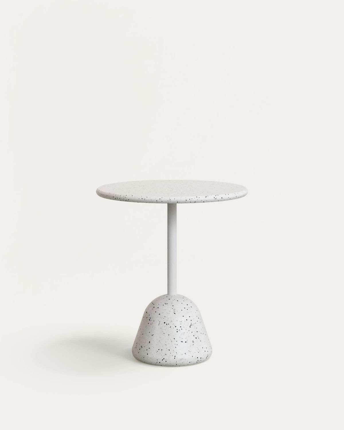 Mesa Saura de terrazo blanco y sobre de terrazo blanco 75 x Ø70 cm