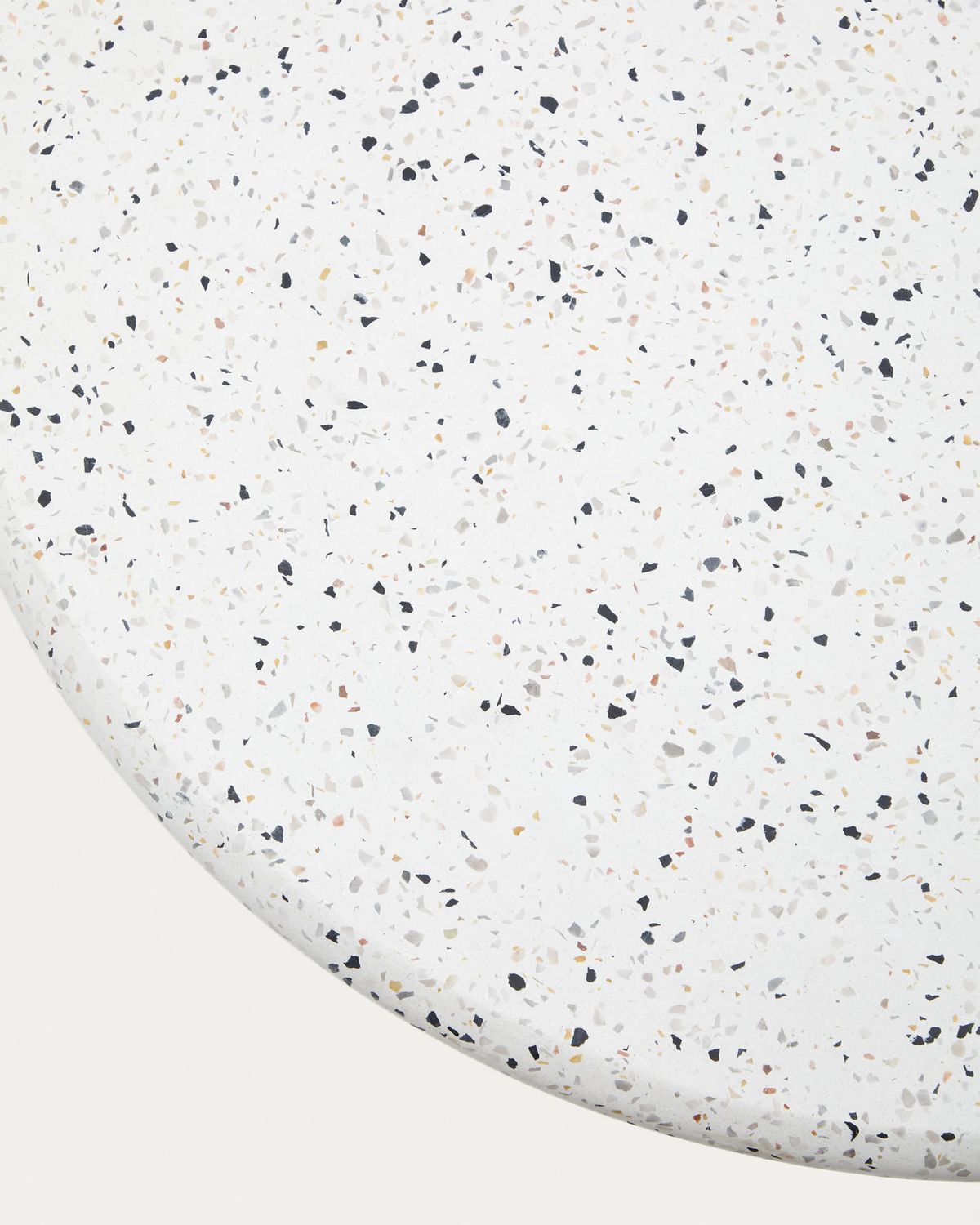 Mesa Saura de terrazo blanco y sobre de terrazo blanco 75 x Ø70 cm