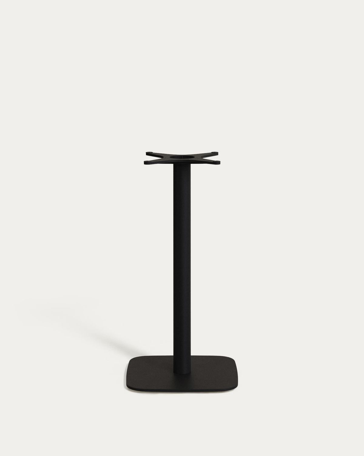 Mesa alta bar cuadrada Saura metal negro sobre acacia acabado natural 96x70x70cm FSC 100%
