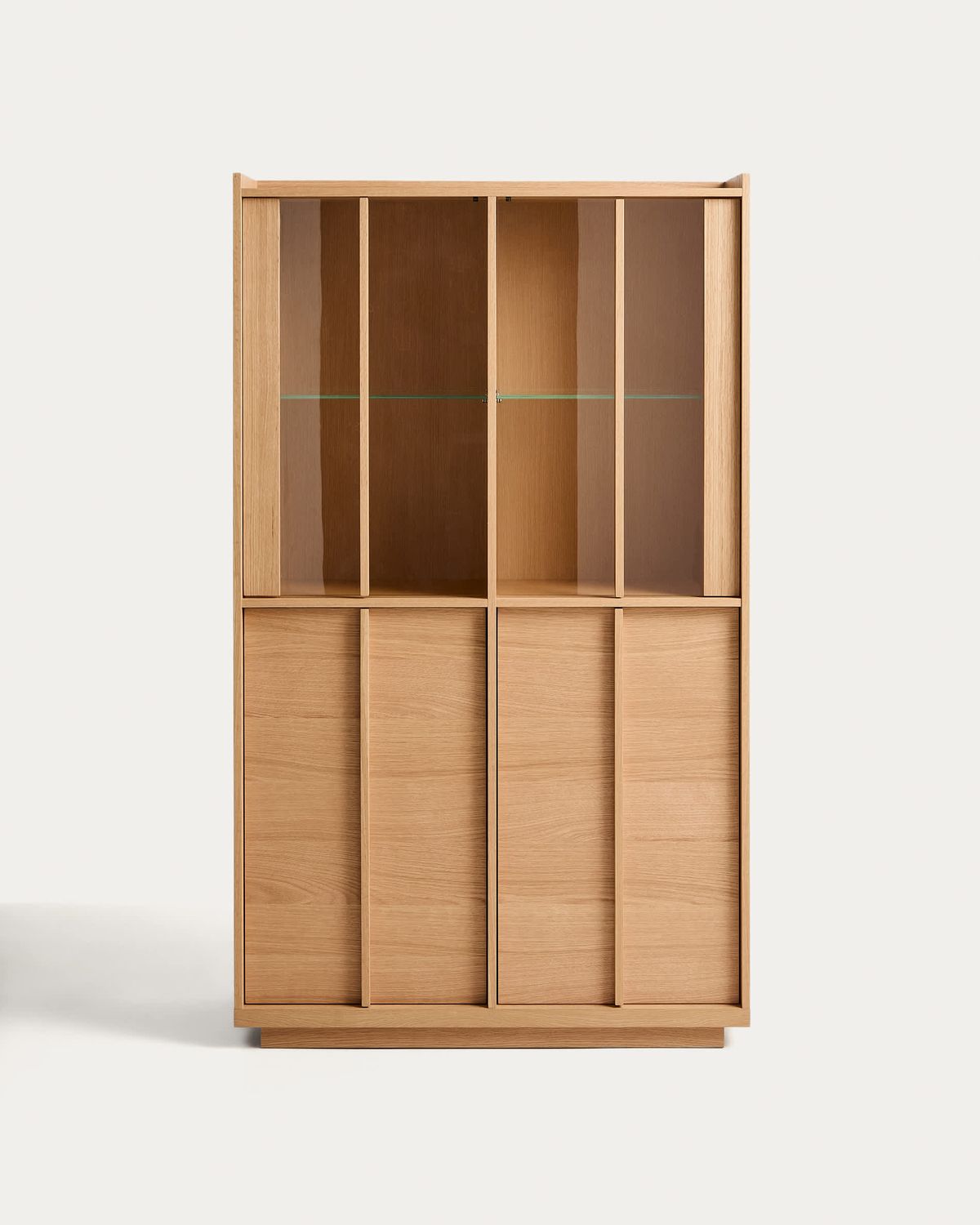 Vitrina Onix madera maciza de roble y chapa de roble acabado tono natural 100 x 170 cm FSC Mix Credit