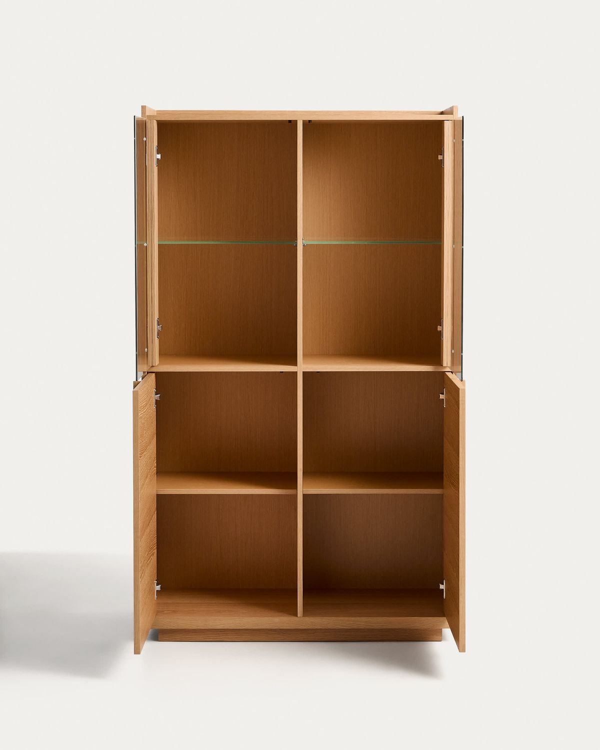 Vitrina Onix madera maciza de roble y chapa de roble acabado tono natural 100 x 170 cm FSC Mix Credit