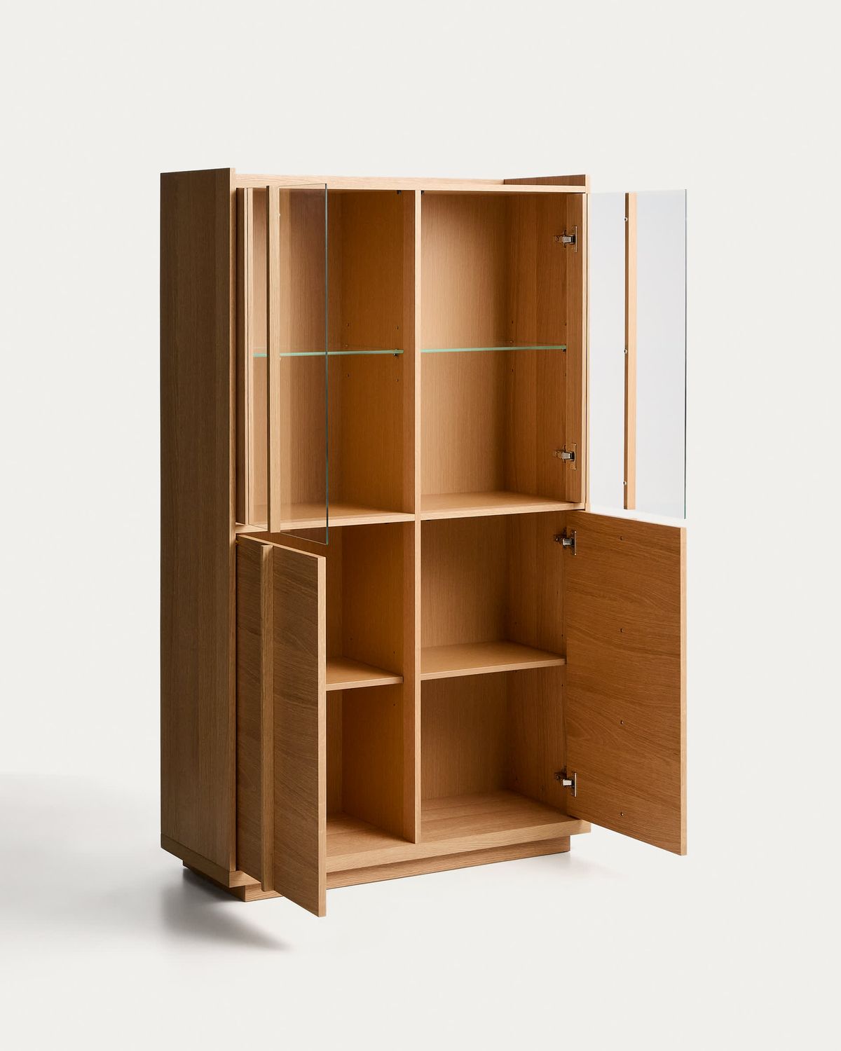 Vitrina Onix madera maciza de roble y chapa de roble acabado tono natural 100 x 170 cm FSC Mix Credit