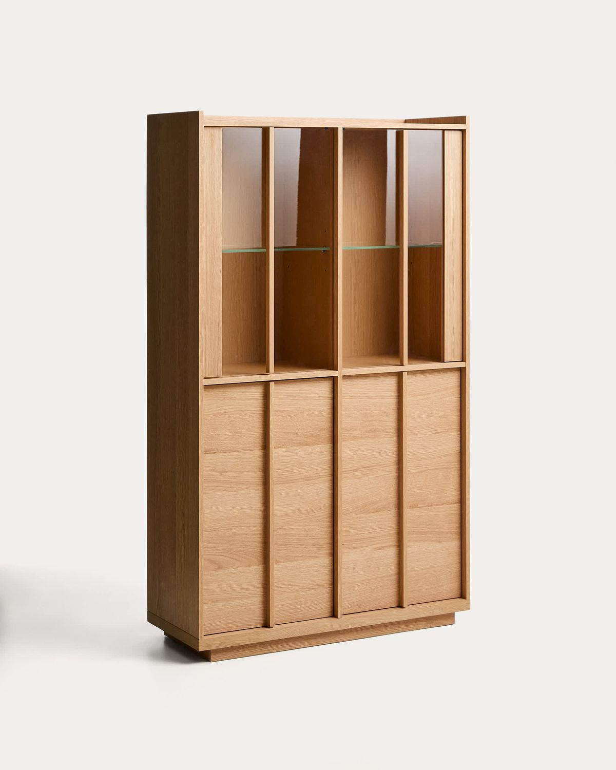 Vitrina Onix madera maciza de roble y chapa de roble acabado tono natural 100 x 170 cm FSC Mix Credit
