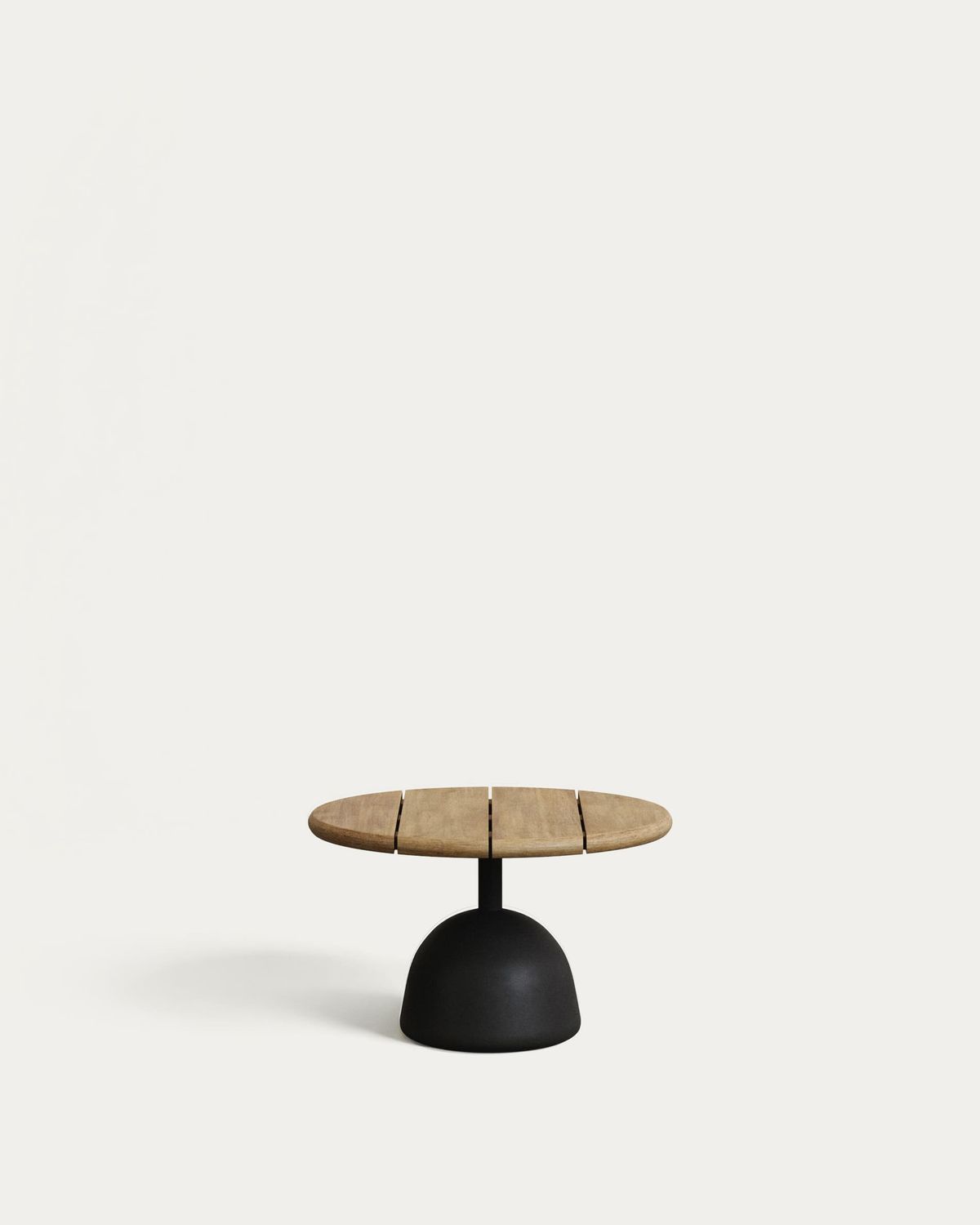 Mesa de centro Saura con sobre de acacia con acabado natural y pie de cemento negro Ø55x35cm