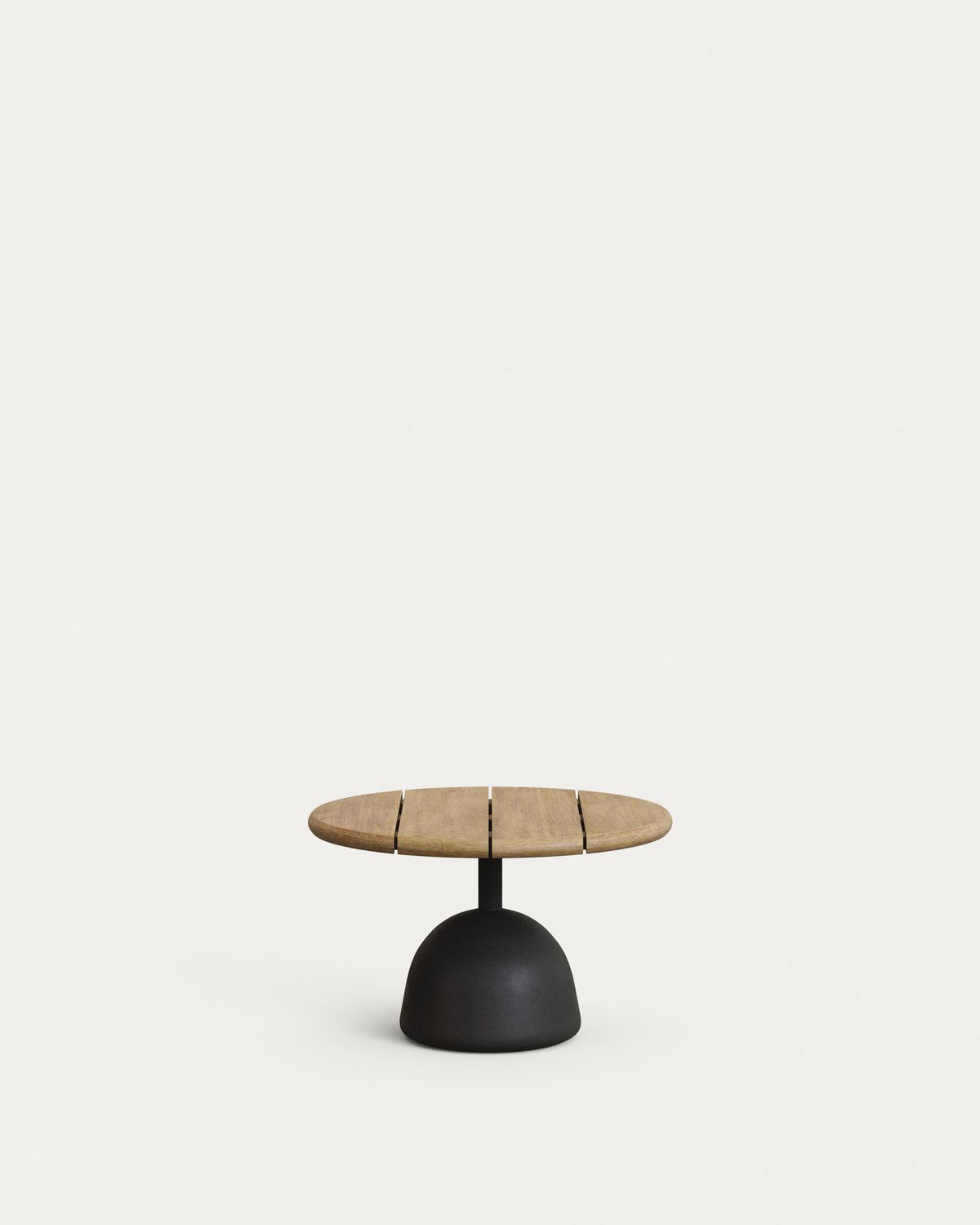 Mesa de centro Saura con sobre de acacia con acabado natural y pie de cemento negro Ø55x35cm