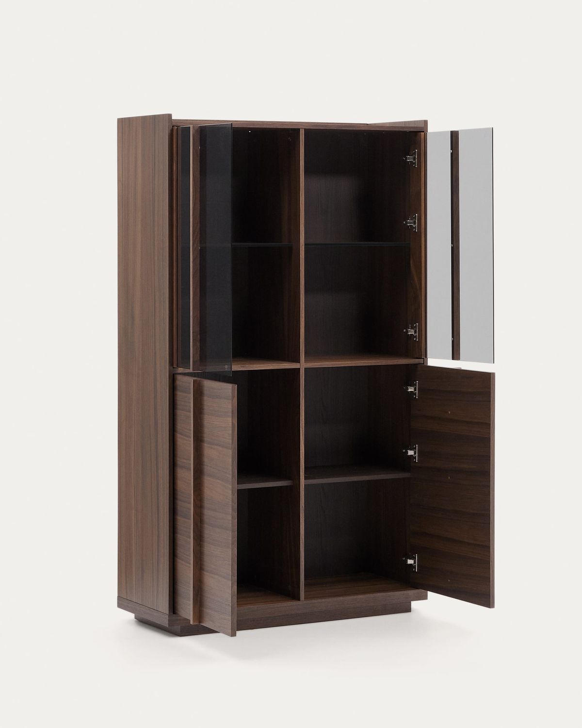 Vitrina Onix madera maciza nogal y chapa de nogal acabado oscuro 100x170 cm FSC Mix Credit