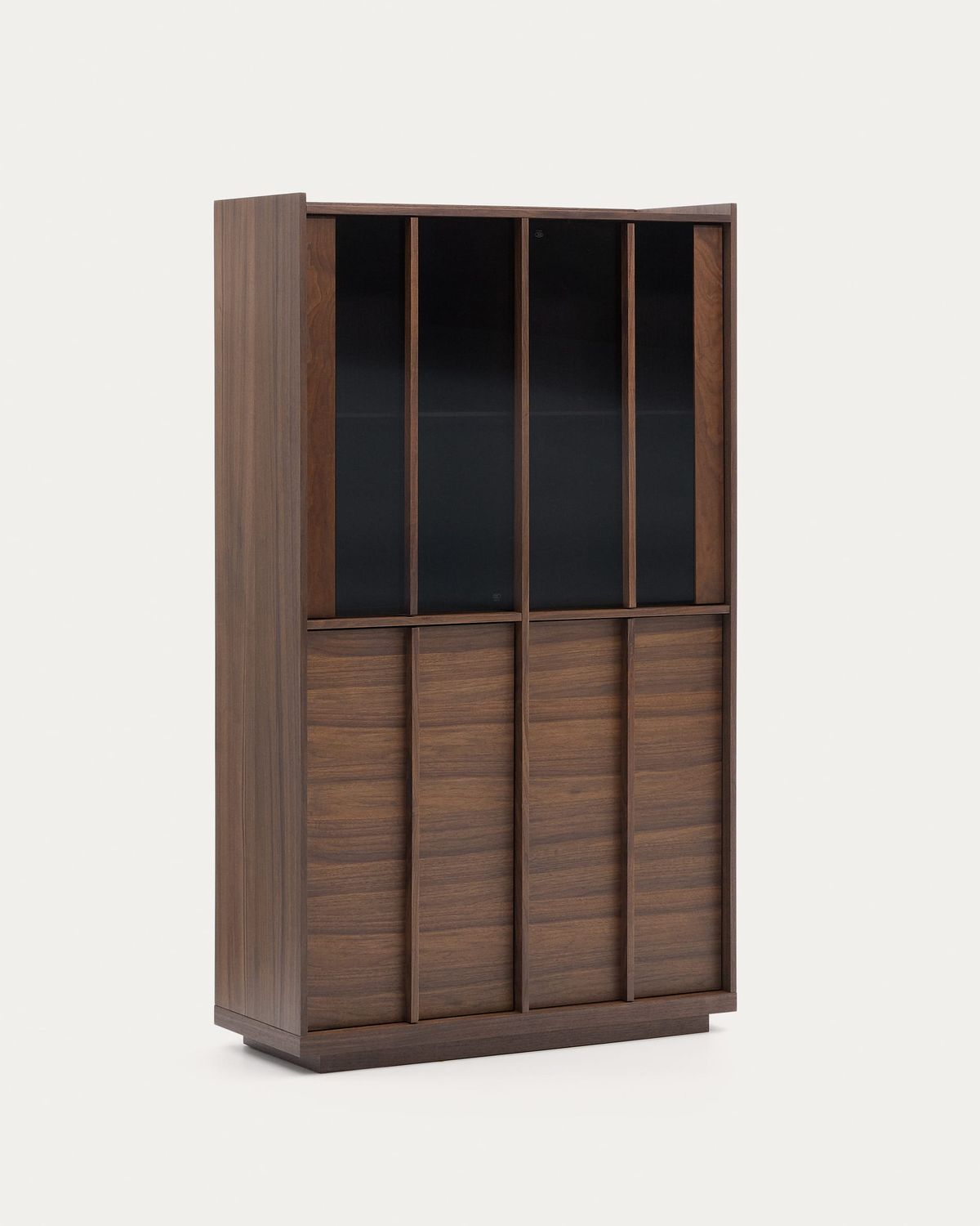 Vitrina Onix madera maciza nogal y chapa de nogal acabado oscuro 100x170 cm FSC Mix Credit