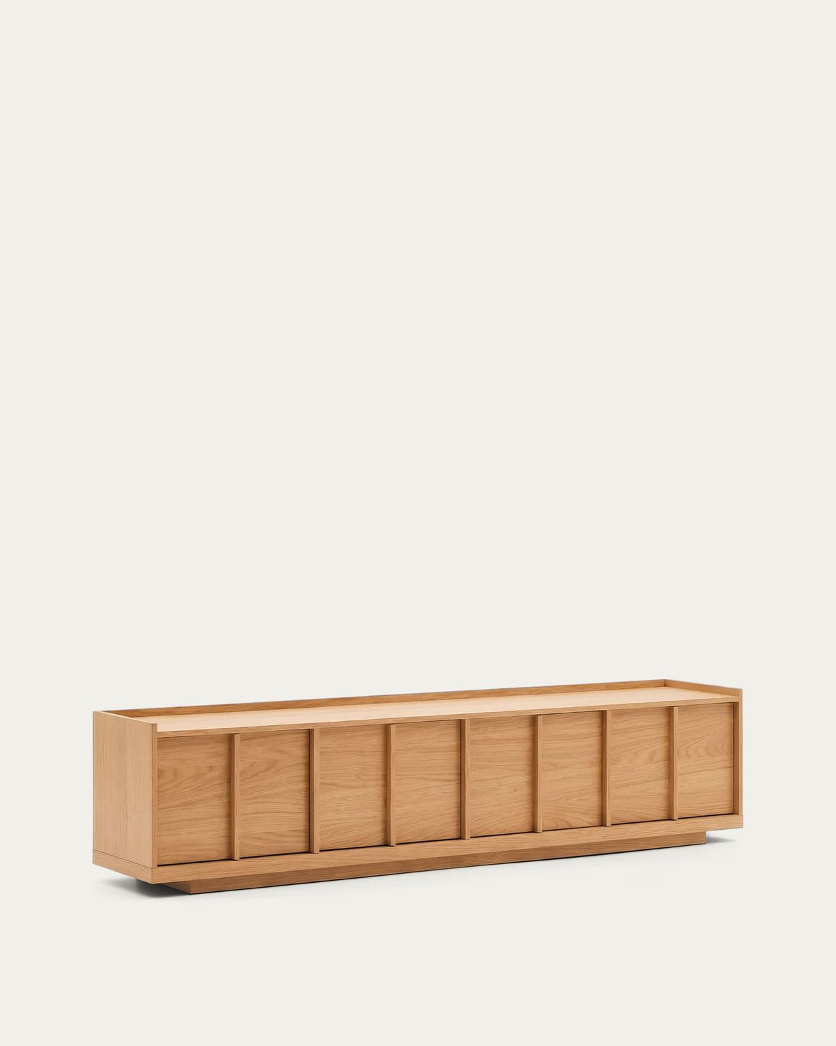 Mueble TV Onix de chapa de roble con acabado tono natural 200 x 45 cm FSC Mix Credit