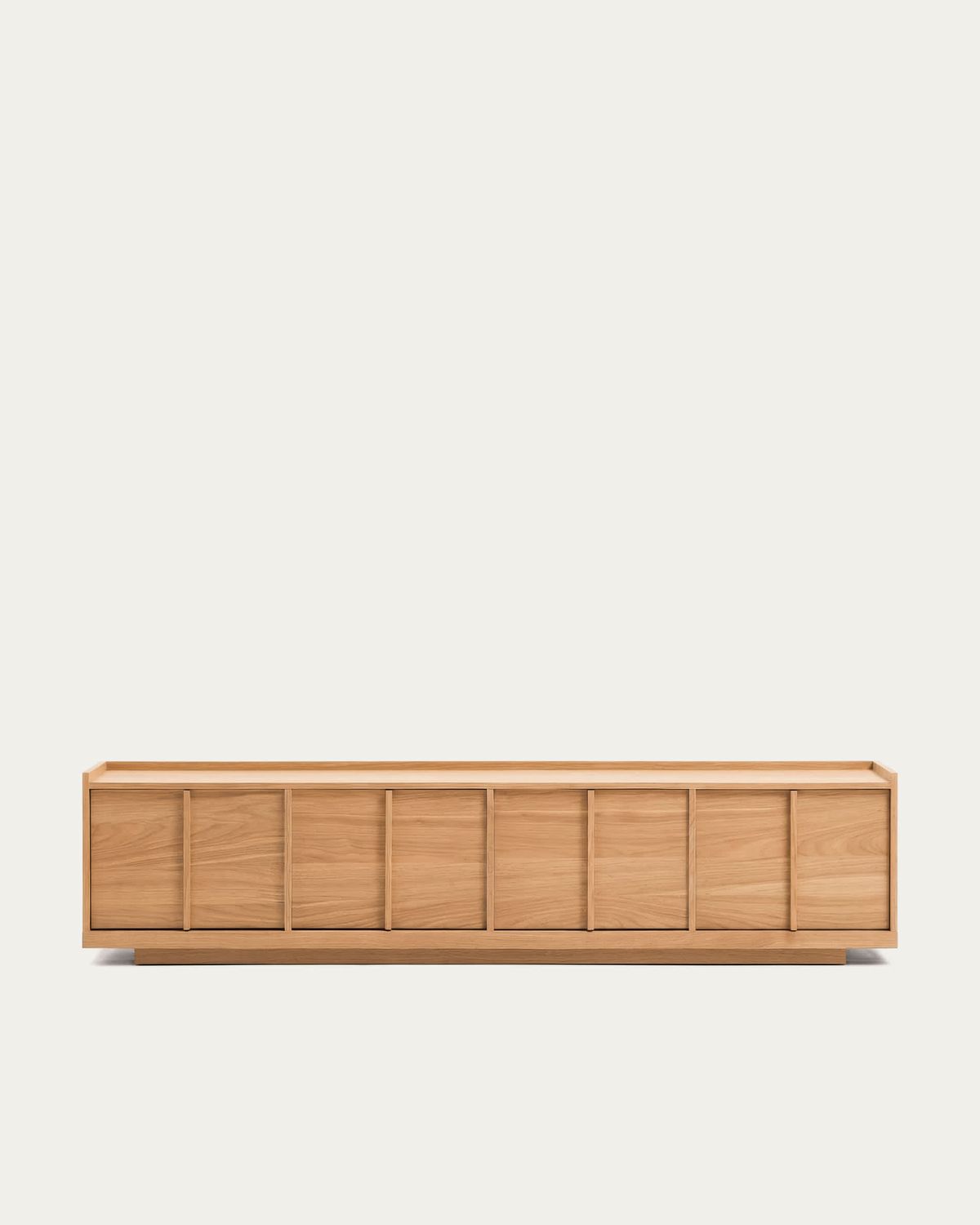Mueble TV Onix de chapa de roble con acabado tono natural 200 x 45 cm FSC Mix Credit