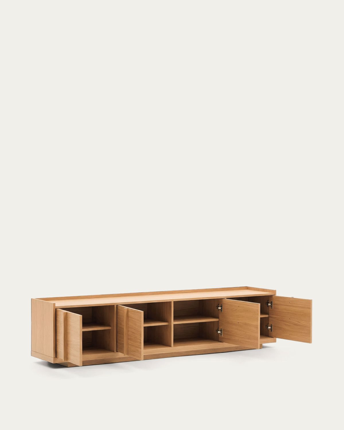 Mueble TV Onix de chapa de roble con acabado tono natural 200 x 45 cm FSC Mix Credit
