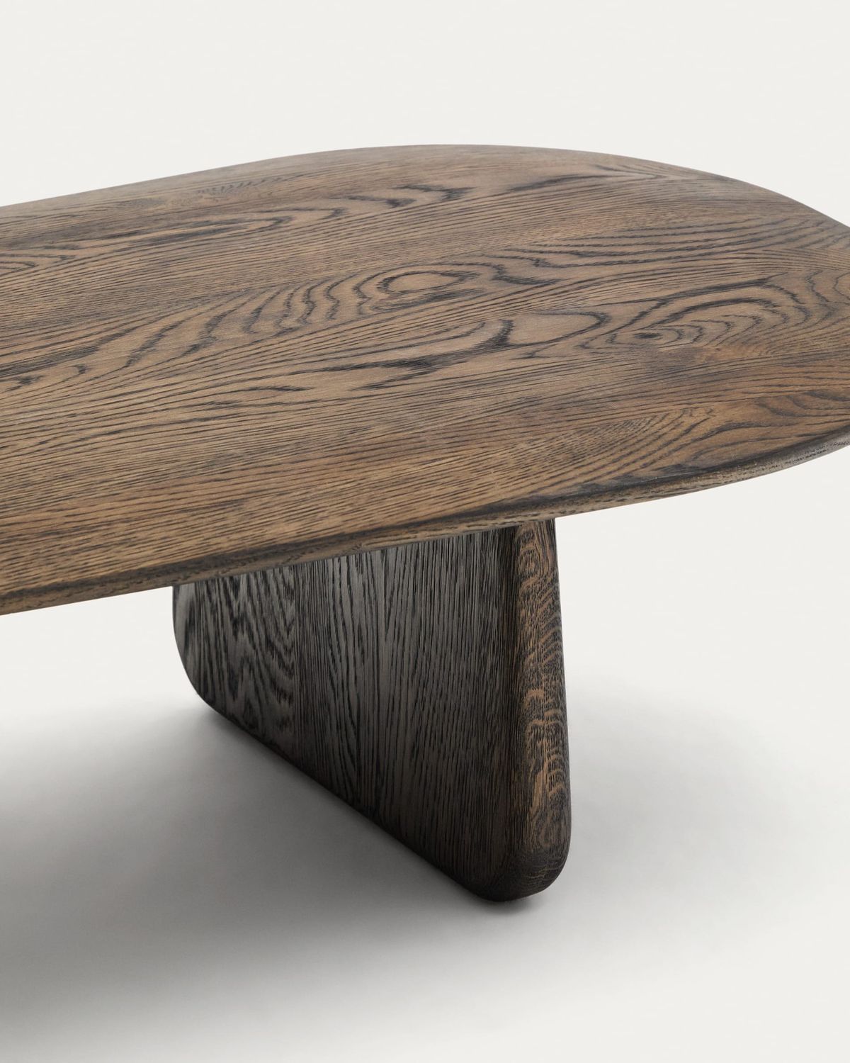 Mesa de centro Pirita de madera maciza de roble con acabado oscuro 147 x 65 cm FSC 100%