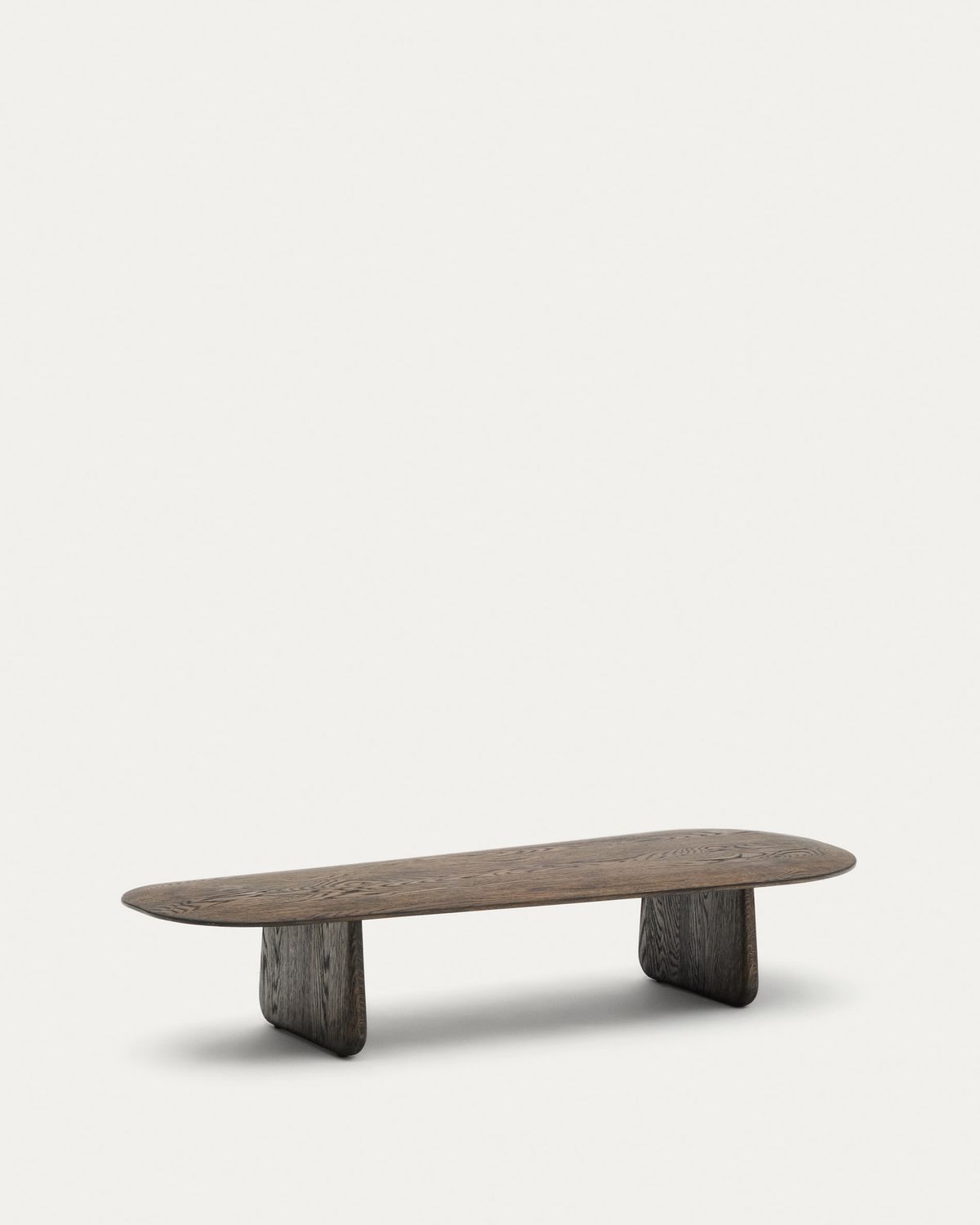 Mesa de centro Pirita de madera maciza de roble con acabado oscuro 147 x 65 cm FSC 100%