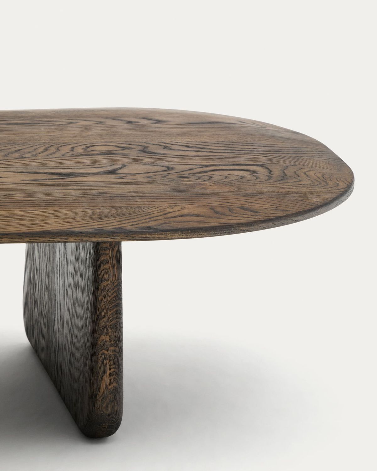 Mesa de centro Pirita de madera maciza de roble con acabado oscuro 147 x 65 cm FSC 100%